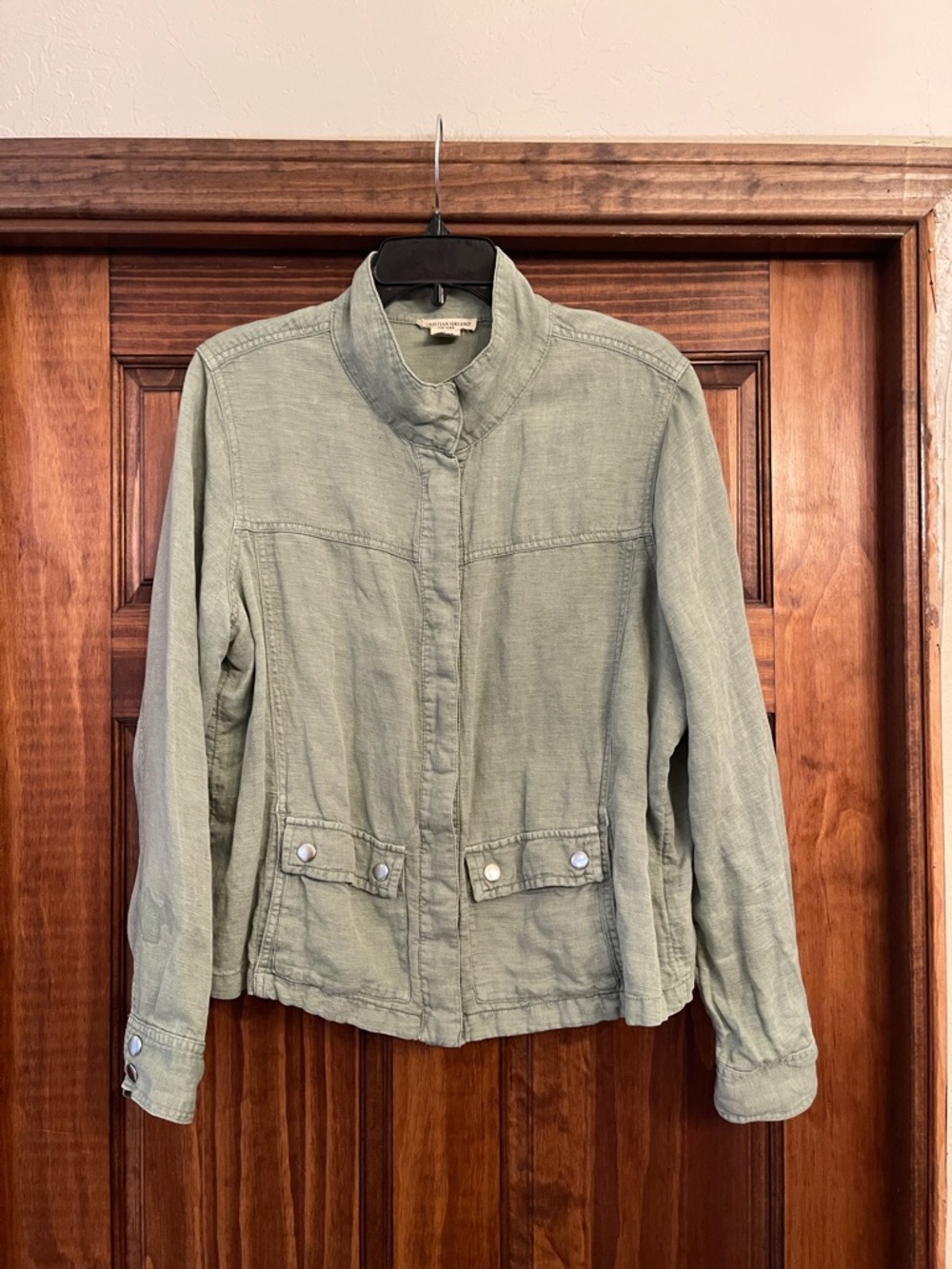 Christian Siriano sage green  linen blend  Utility Jacket XL